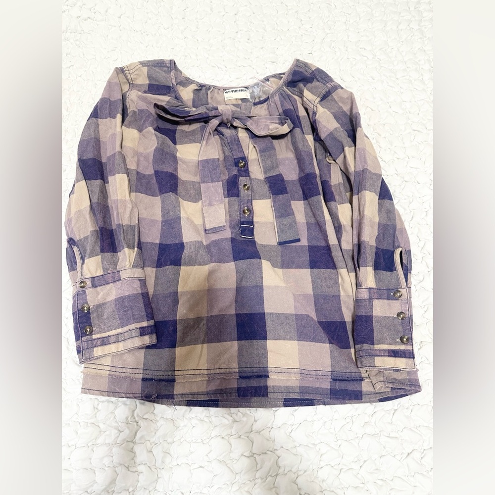 Nwot Free People Big Bow Plaid Pullover - Picture 4 of 6